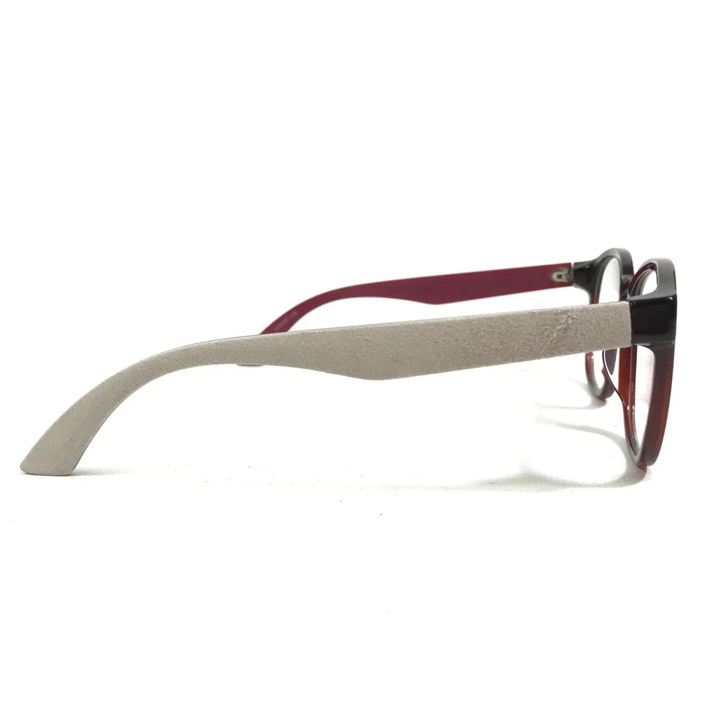 Puma Eyeglasses Frames PU00400A 012 Beige Red Round Suede Leather 53-20-140